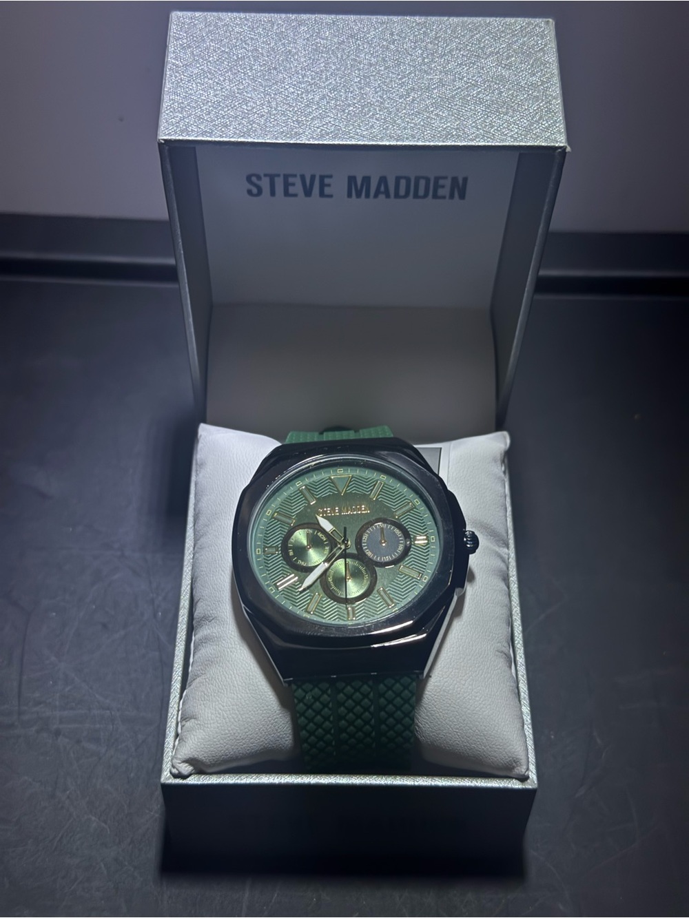Steve Madden Green Textured Dial Chronograph Watch
